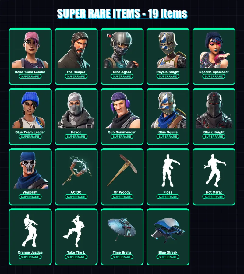 [PC/XBOX] | Rose Team Leader | The Reaper | Elite Agent | Royale Knight | Sparkle Specialist | 44 skin | 63 pickaxe | 59 emote | 56 glider | Lv898