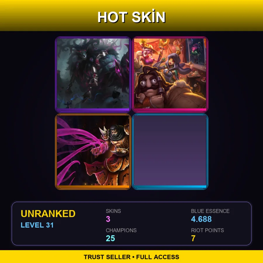 NA | Lv31 | Unranked | 3 Skin | 25 Champ