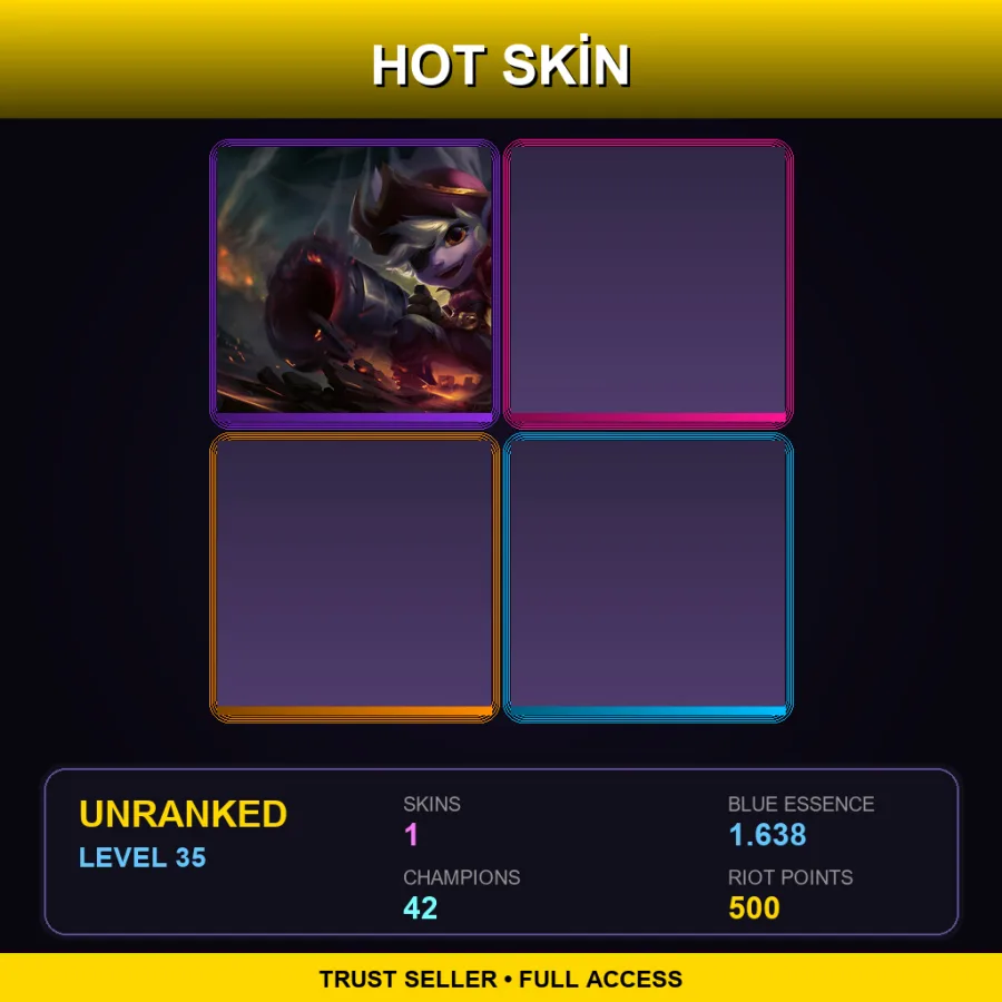 EUW | Lv35 | Unranked | 1 Skin | 42 Champ