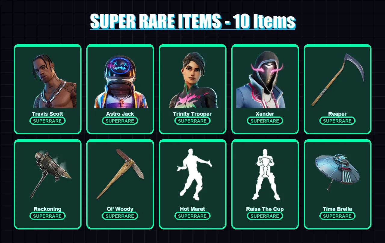 [PC/XBOX/PSN] | Travis Scott | Astro Jack | Trinity Trooper | Xander | Omegarok | 277 skin | 242 pickaxe | 296 emote | 188 glider | Lv3362