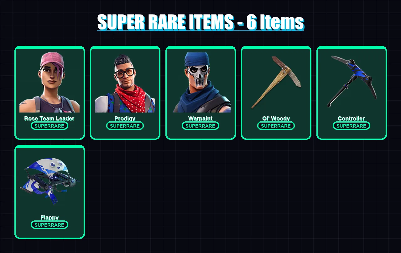 [PC/XBOX] | Rose Team Leader | Prodigy | Warpaint | Rox | Lynx | 44 skin | 56 pickaxe | 76 emote | 52 glider | Lv835