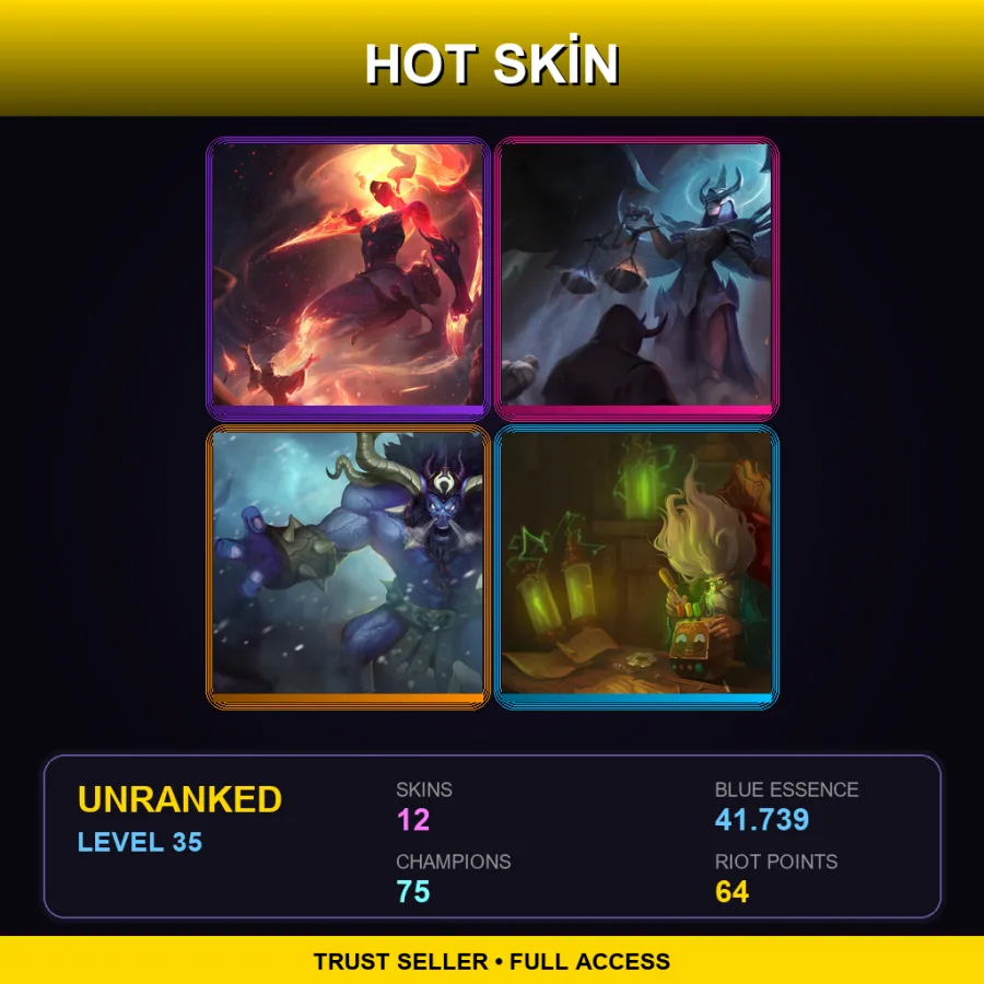 EUW | Lv35 | Unranked | 12 Skin | 75 Champ