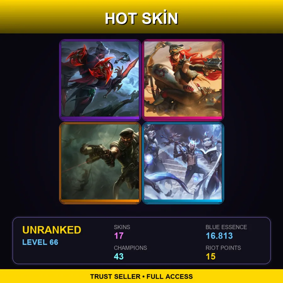 EUNE | Lv66 | Unranked | 17 Skin | 43 Champ
