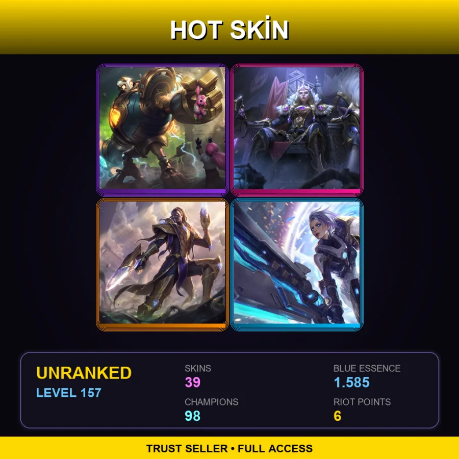 SG | Lv157 | Unranked | 39 Skin | 98 Champ — LoL account