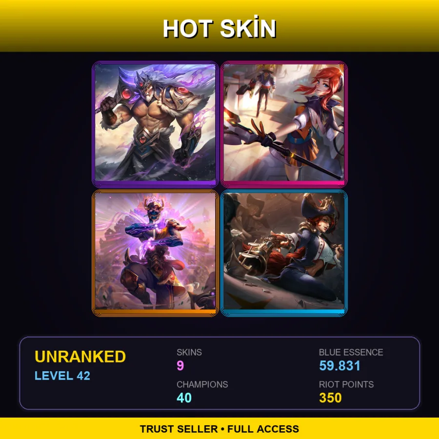 TR | Lv42 | Unranked | 9 Skin | 40 Champ