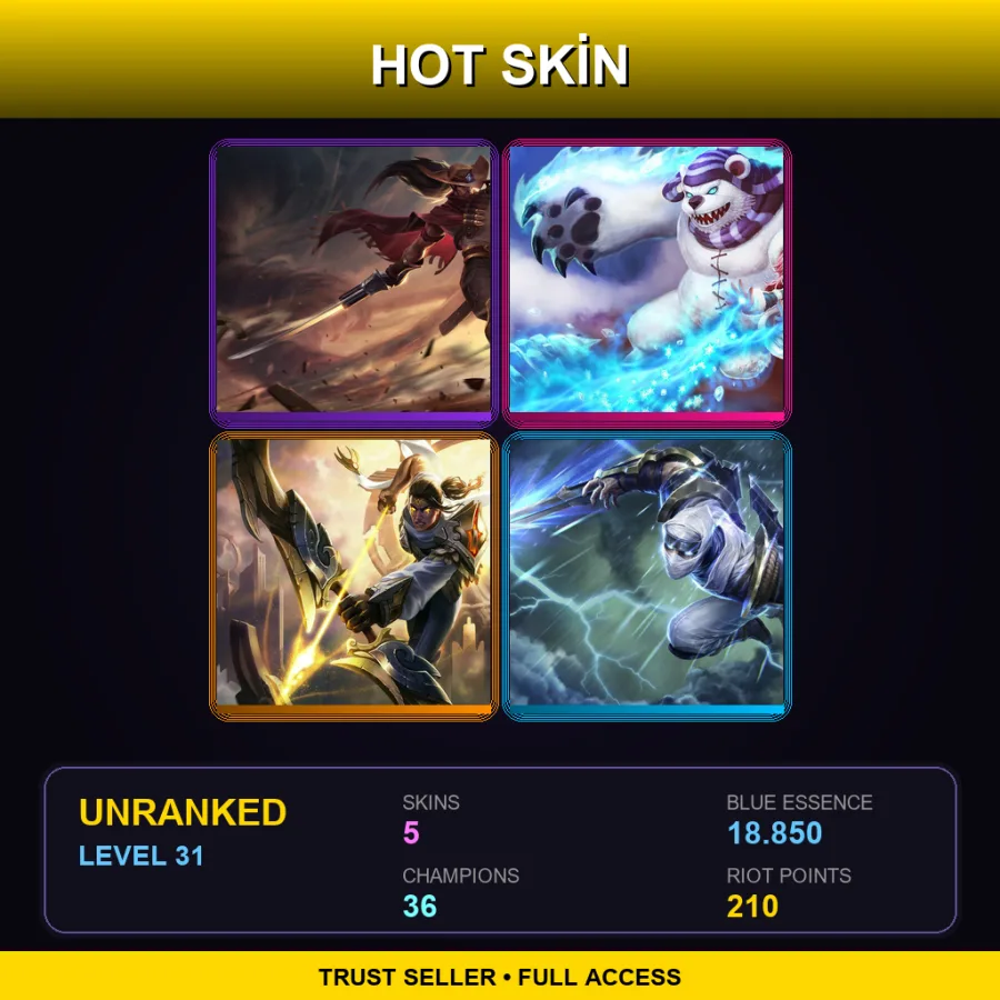 EUW | Lv31 | Unranked | 5 Skin | 36 Champ — Arclight Varus