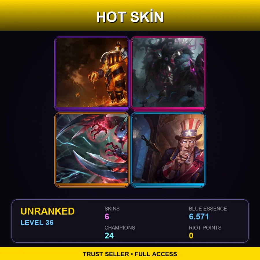 LAS | Lv36 | Unranked | 6 Skin | 24 Champ — LoL account