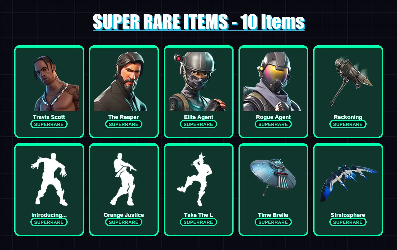 [PS4/PS5/XBOX/PC] | Travis Scott | The Reaper | Elite Agent | Rogue Agent | Calamity | 59 skin | 59 pickaxe | 54 emote | 64 glider | Lv862