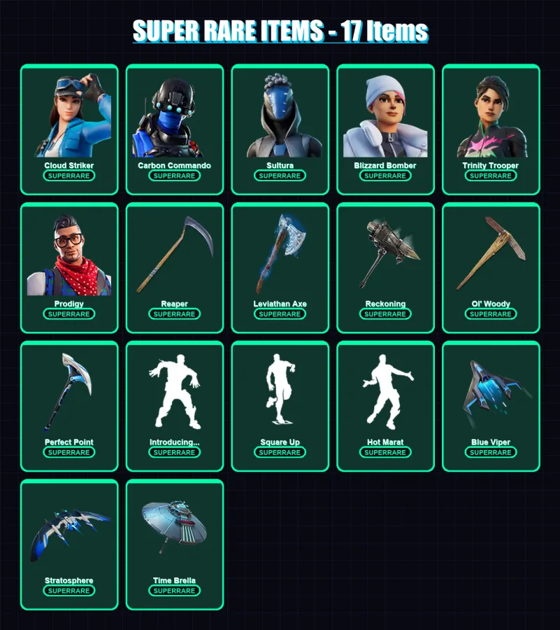 [PS4/PS5/XBOX/PC] | Cloud Striker | Carbon Commando | Sultura | 166 skin | Lv2293 — Fortnite account