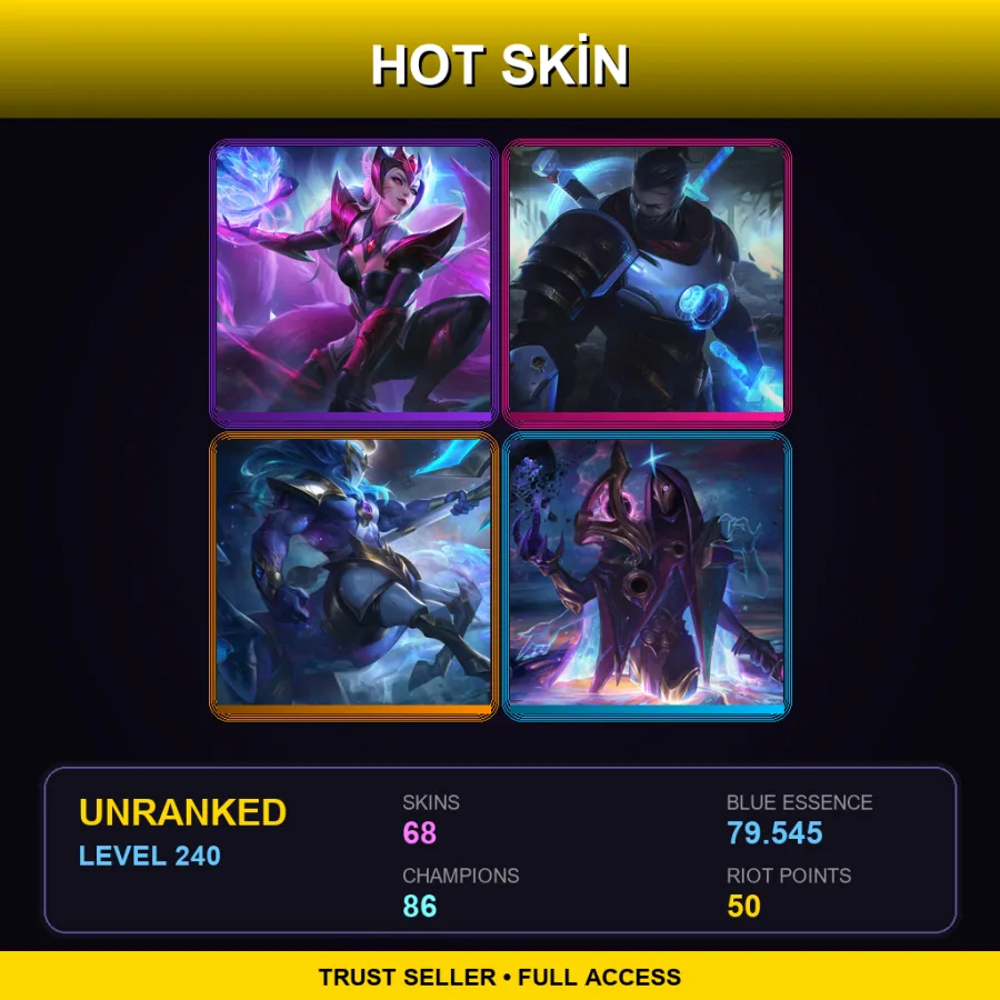 LAN | Lv240 | Unranked | 68 Skin | 86 Champ