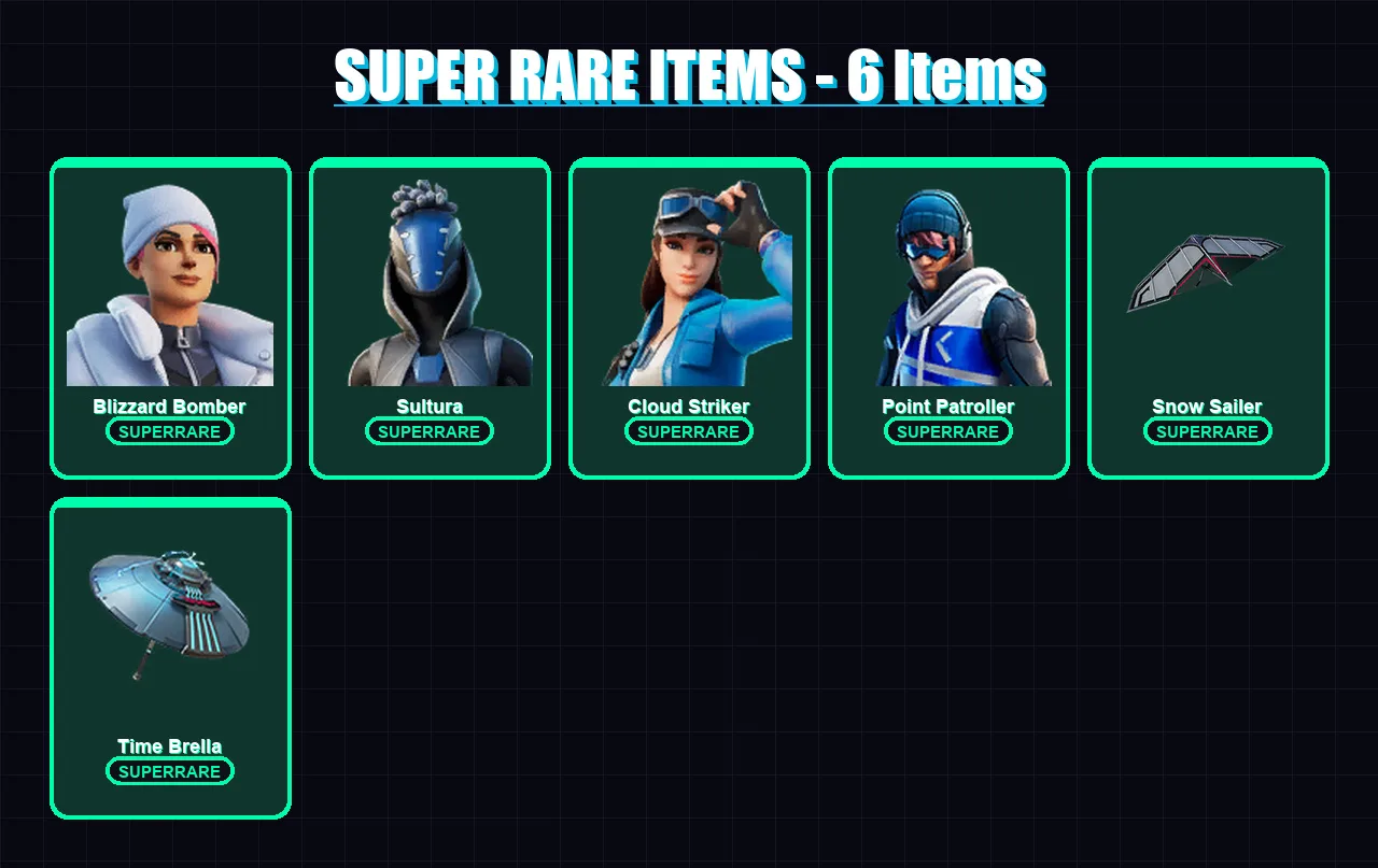 [PC] | Blizzard Bomber | Sultura | Cloud Striker | Point Patroller | Ronin | 90 skin | 154 pickaxe | 100 emote | 136 glider | Lv2888