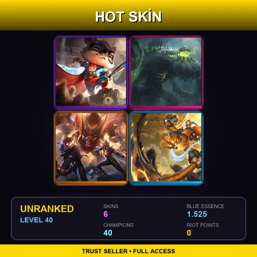 EUW | Lv40 | Unranked | 6 Skin | 40 Champ