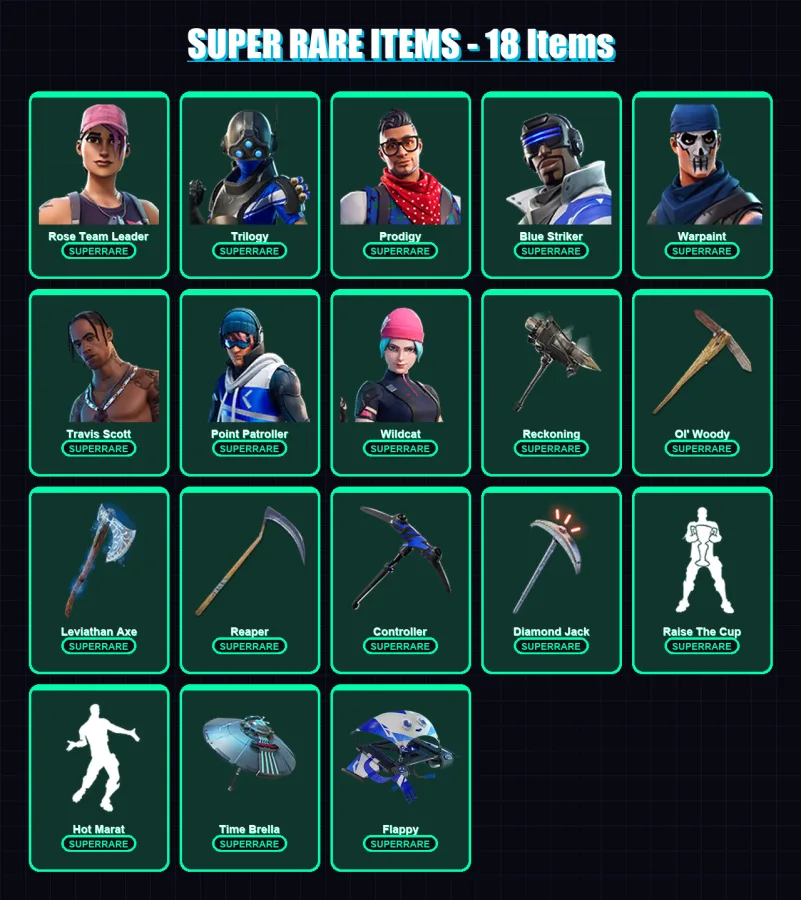 [PS4/PS5/XBOX/PC] | Rose Team Leader | Trilogy | Prodigy | Blue Striker | Warpaint | 197 skin | 137 pickaxe | 147 emote | 114 glider | Lv1960 — Fortnite account