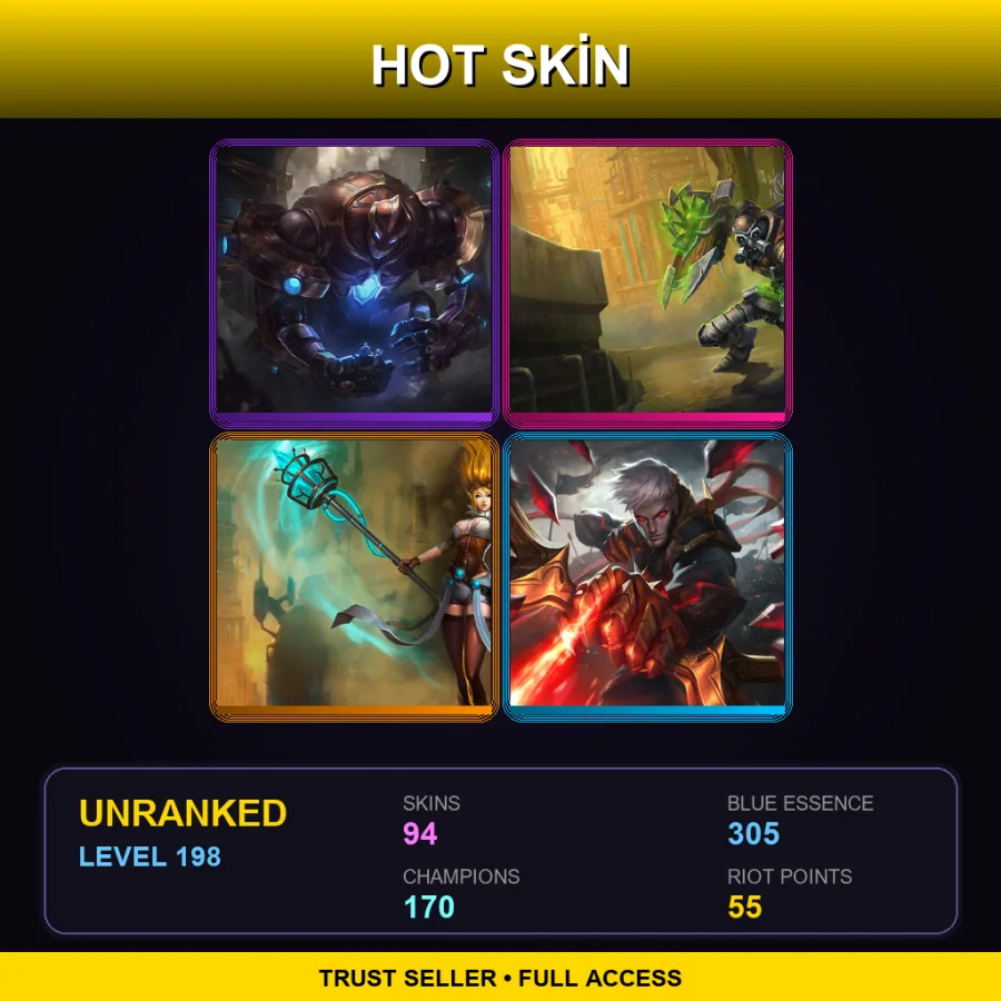 LAS | Lv198 | Unranked | 94 Skin | 170 Champ