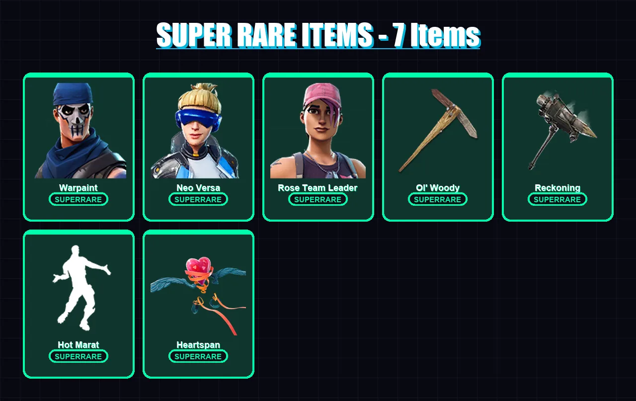 [PC/XBOX/PSN] | Warpaint | Neo Versa | Rose Team Leader | Ruin | Drift | 65 skin | 69 pickaxe | 81 emote | 68 glider | Lv904