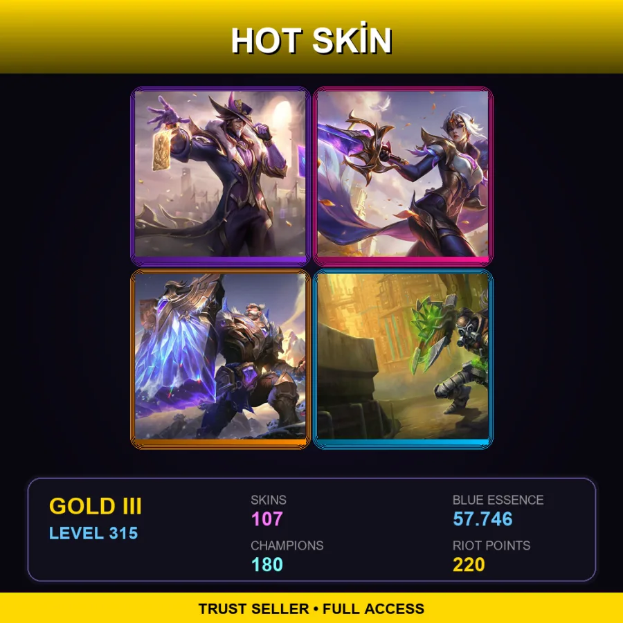 SG | Lv315 | Gold III | 107 Skin | 180 Champ — Lunar Eclipse Leona
