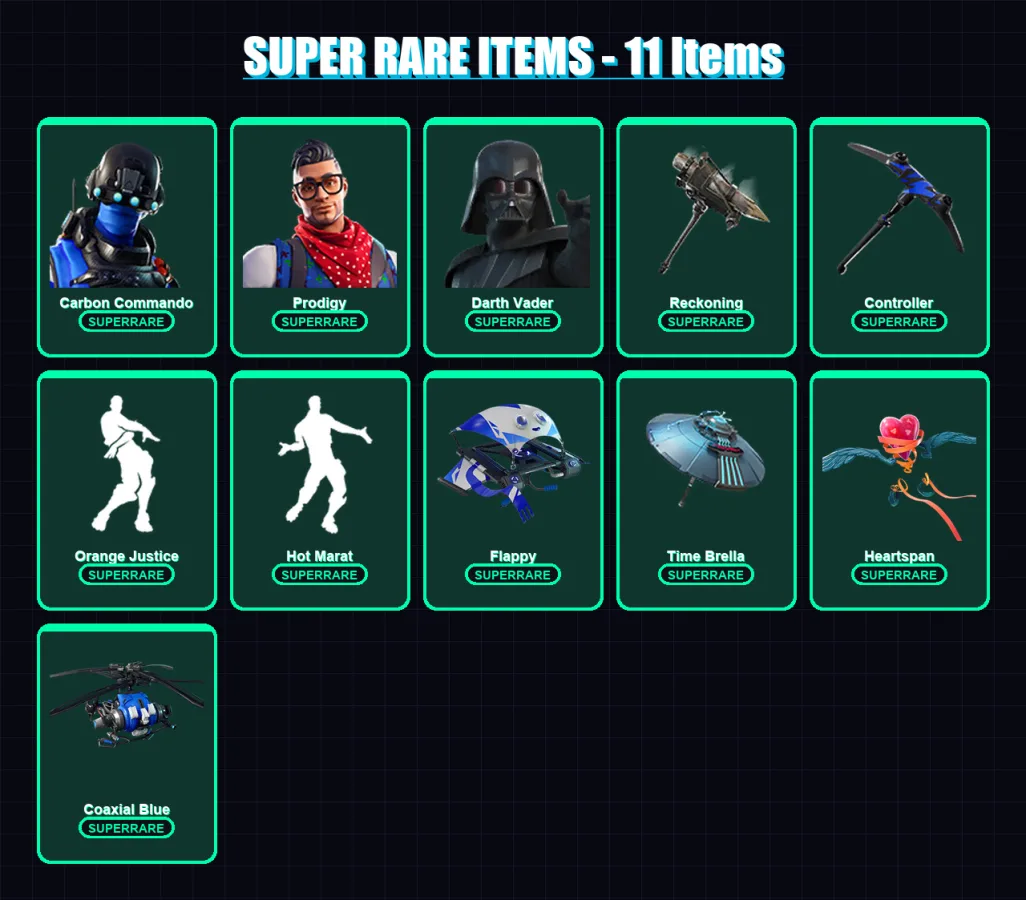 [PC/XBOX] | Carbon Commando | Prodigy | Darth Vader | The Ice King | Ragnarok | 184 skin | 175 pickaxe | 152 emote | 174 glider | Lv2742