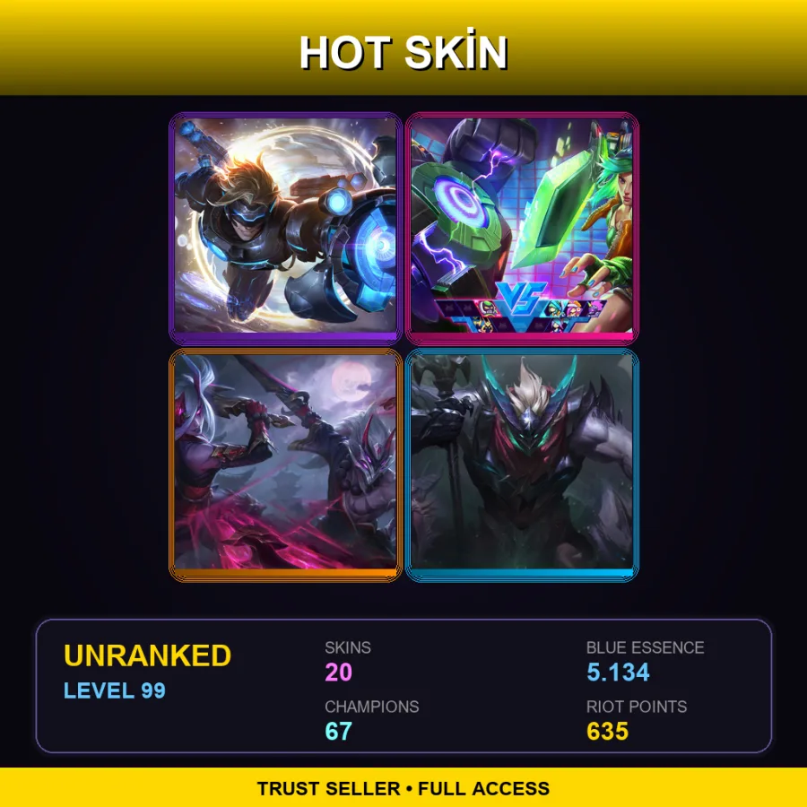 EUW | Lv99 | Unranked | 20 Skin | 67 Champ — LoL account