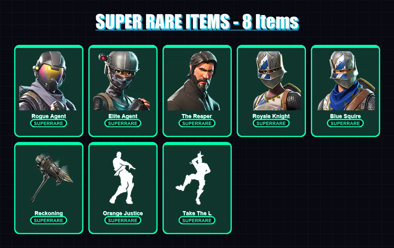 [PC/XBOX/PSN] | Rogue Agent | Elite Agent | The Reaper | Royale Knight | Blue Squire | 32 skin | 17 pickaxe | 37 emote | 28 glider | Lv277