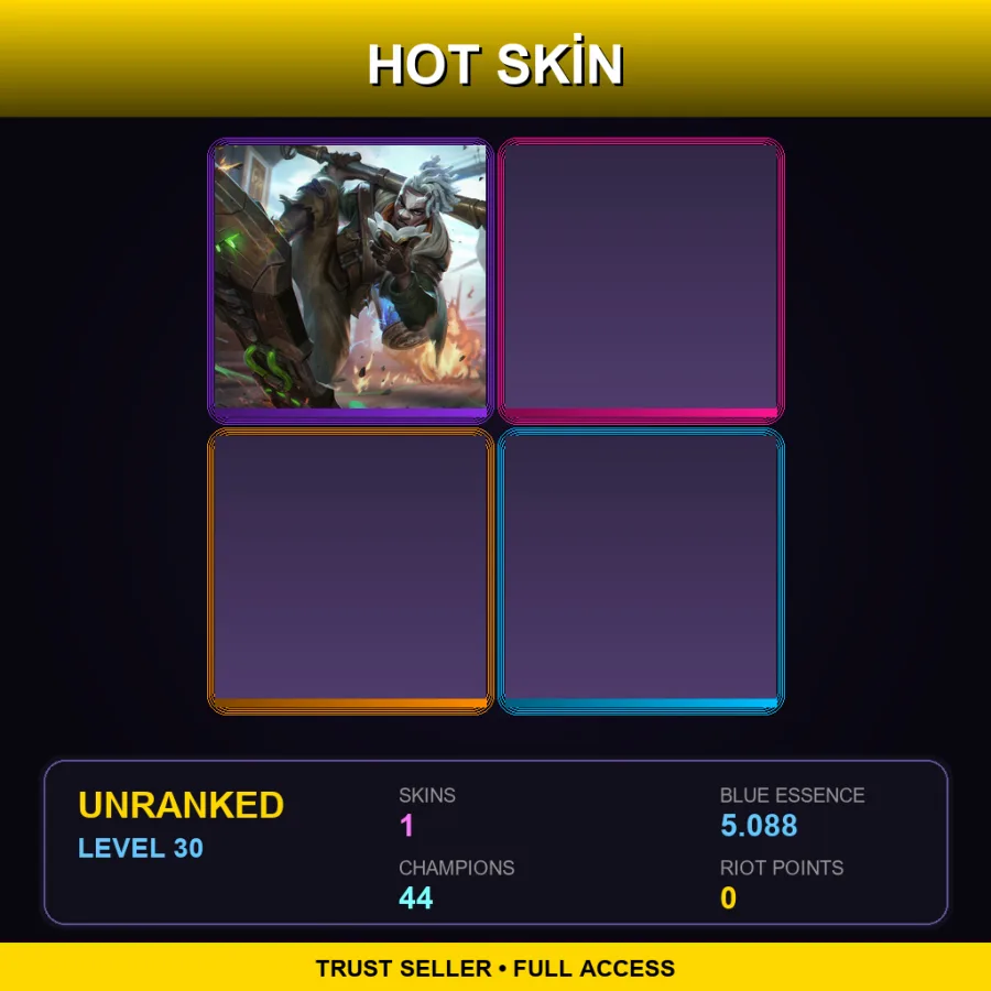 VN | Lv30 | Unranked | 1 Skin | 44 Champ — LoL account