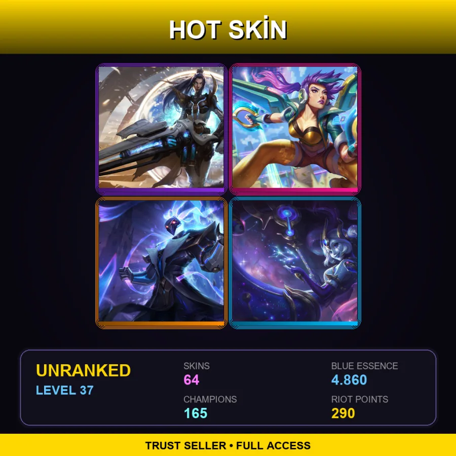 TW | Lv37 | Unranked | 64 Skin | 165 Champ
