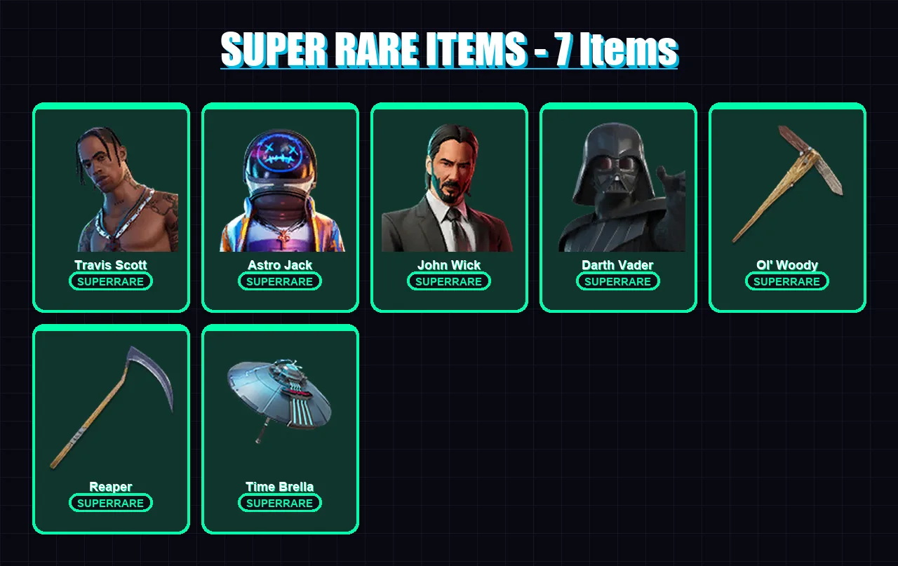 [PS4/PS5/XBOX/PC] | Travis Scott | Astro Jack | John Wick | Darth Vader | Deadpool | 240 skin | 301 pickaxe | 198 emote | 206 glider | Lv4040