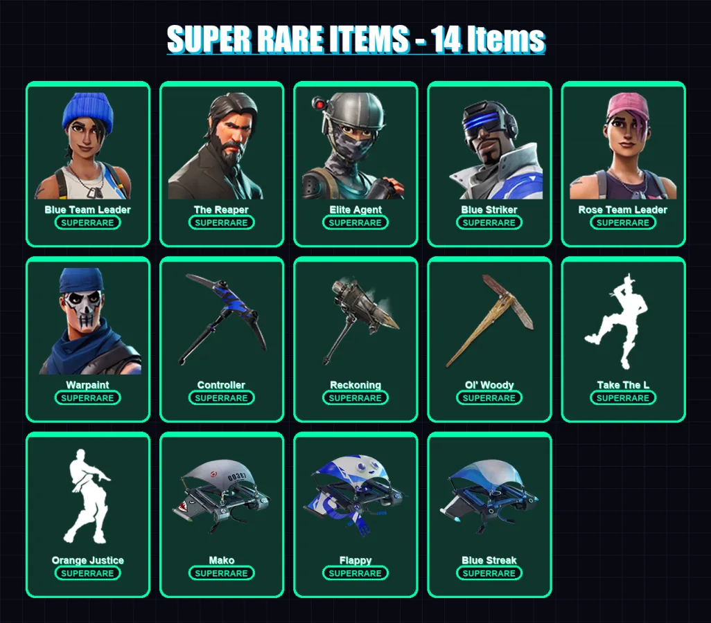 [PS4/PS5/XBOX/PC] | Blue Team Leader | The Reaper | Elite Agent | 36 skin | Lv294 — Fortnite account