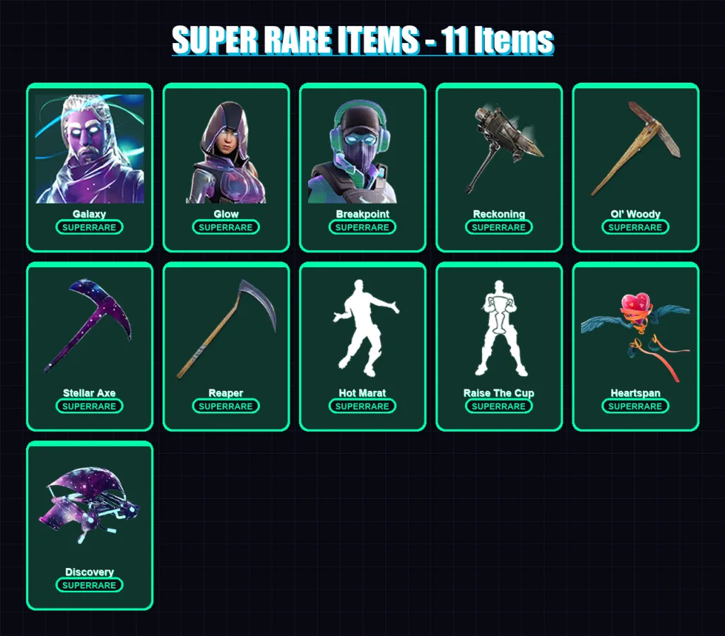 [PC/XBOX] | Galaxy | Glow | Breakpoint | Drift | Frozen Raven | 76 skin | 72 pickaxe | 78 emote | 62 glider | Lv964