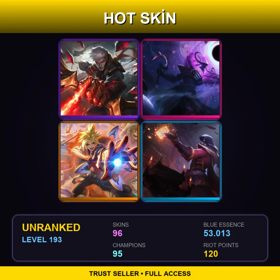 RU | Conqueror Varus | Dark Star Thresh | Battle Academia Ezreal | Blood Moon Twisted Fate | 96 Skin | 95 Champ | Lv193