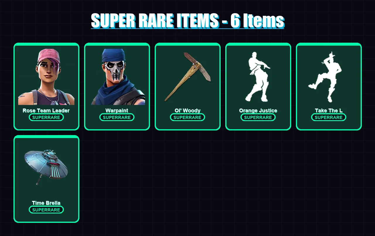 [PS4/PS5/XBOX/PC] | Rose Team Leader | Warpaint | Catalyst | Ragnarok | Carbide | 67 skin | 106 pickaxe | 89 emote | 104 glider | Lv1296