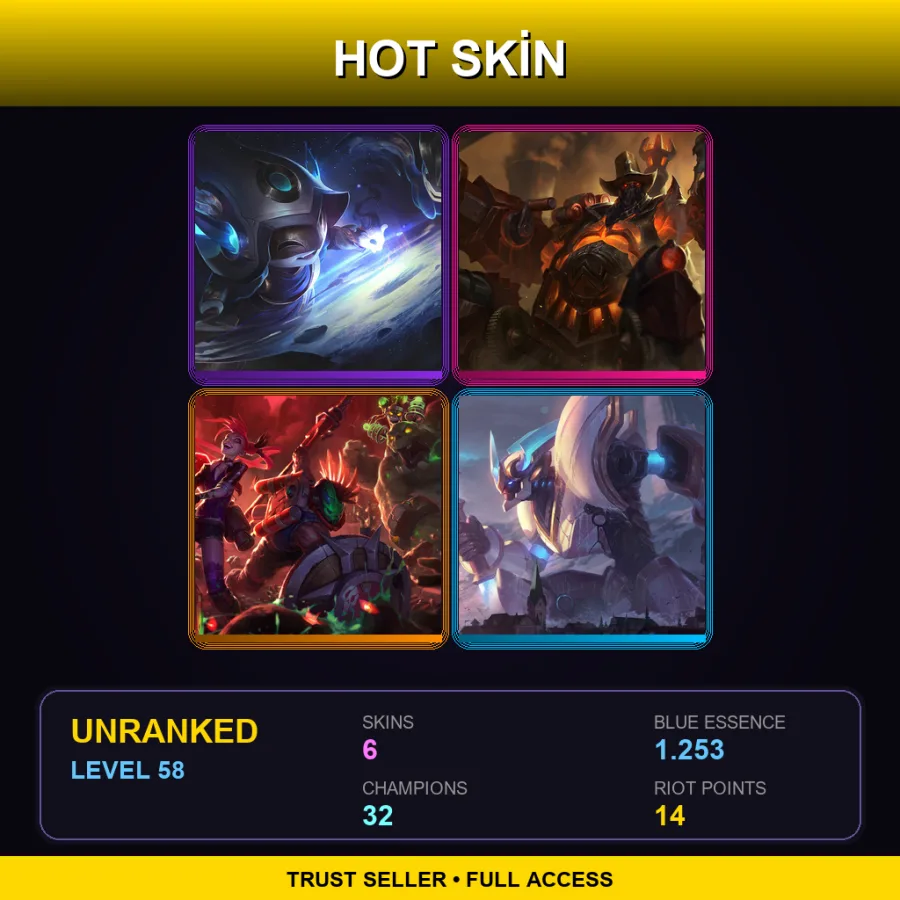 VN | Lv58 | Unranked | 6 Skin | 32 Champ — Neon Strike Vi