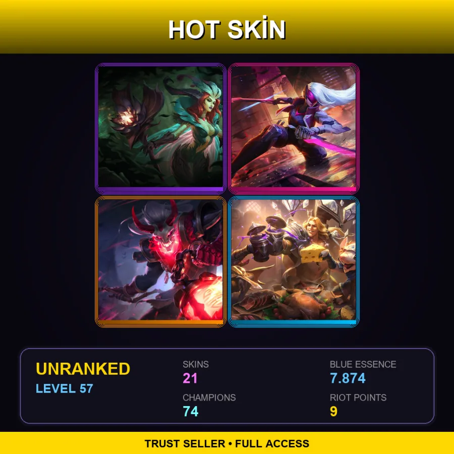 SG | Lv57 | Unranked | 21 Skin | 74 Champ — LoL account