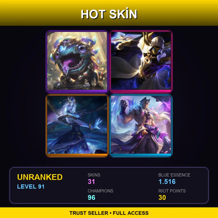 EUNE | Lv91 | Unranked | 31 Skin | 96 Champ