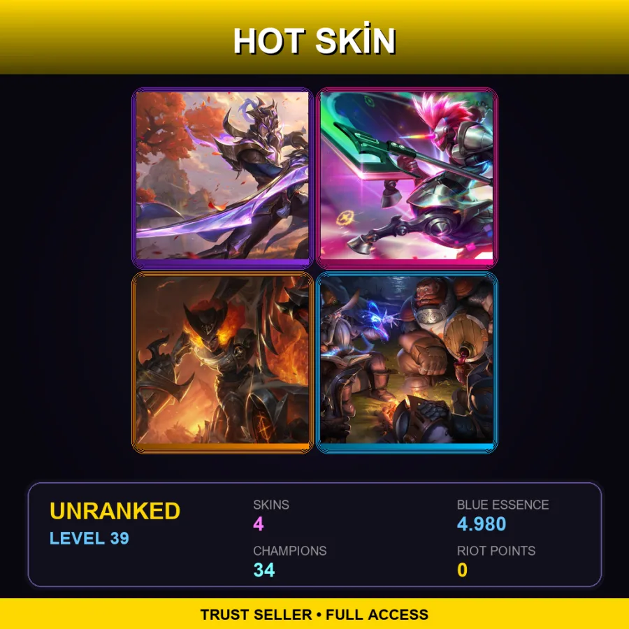 EUW | Lv39 | Unranked | 4 Skin | 34 Champ