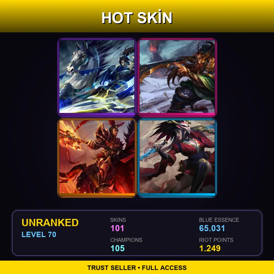NA | Lv70 | Unranked | 101 Skin | 105 Champ — LoL account