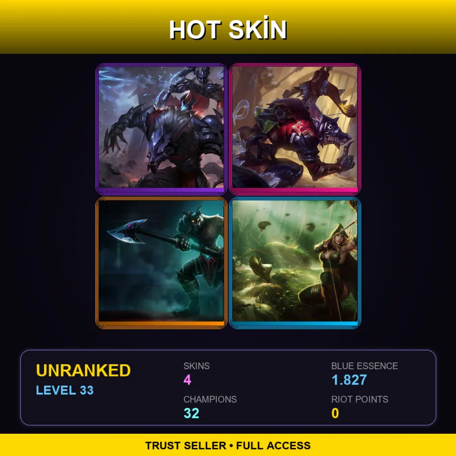 LAS | Lv33 | Unranked | 4 Skin | 32 Champ
