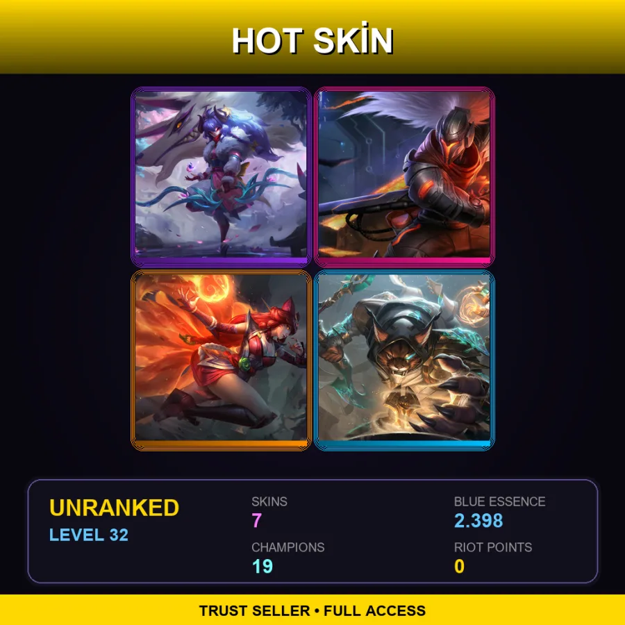 VN | Lv32 | Unranked | 7 Skin | 19 Champ — LoL account