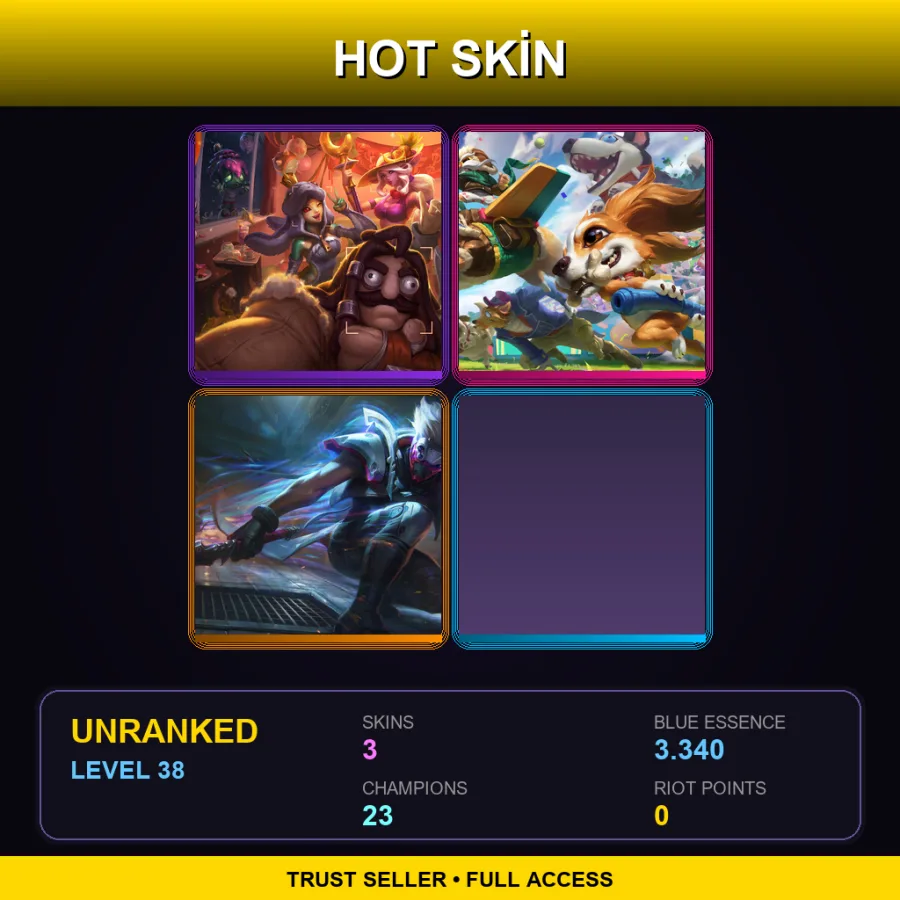 LAN | Lv38 | Unranked | 3 Skin | 23 Champ — LoL account