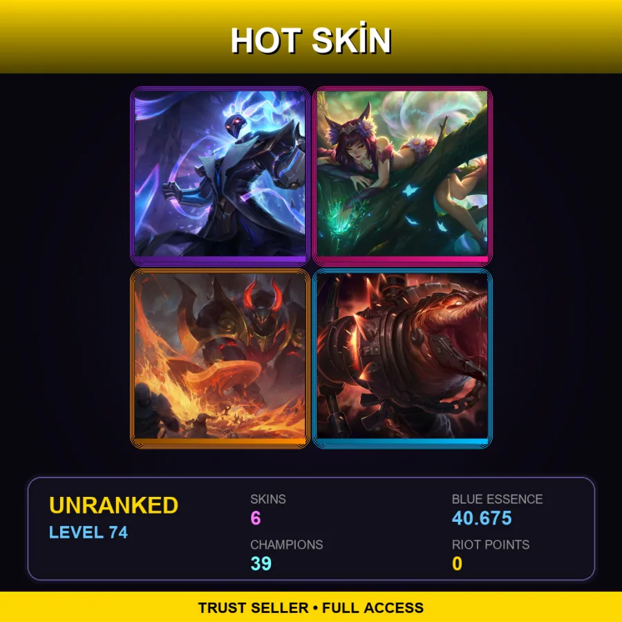 EUW | Lv74 | Unranked | 6 Skin | 39 Champ