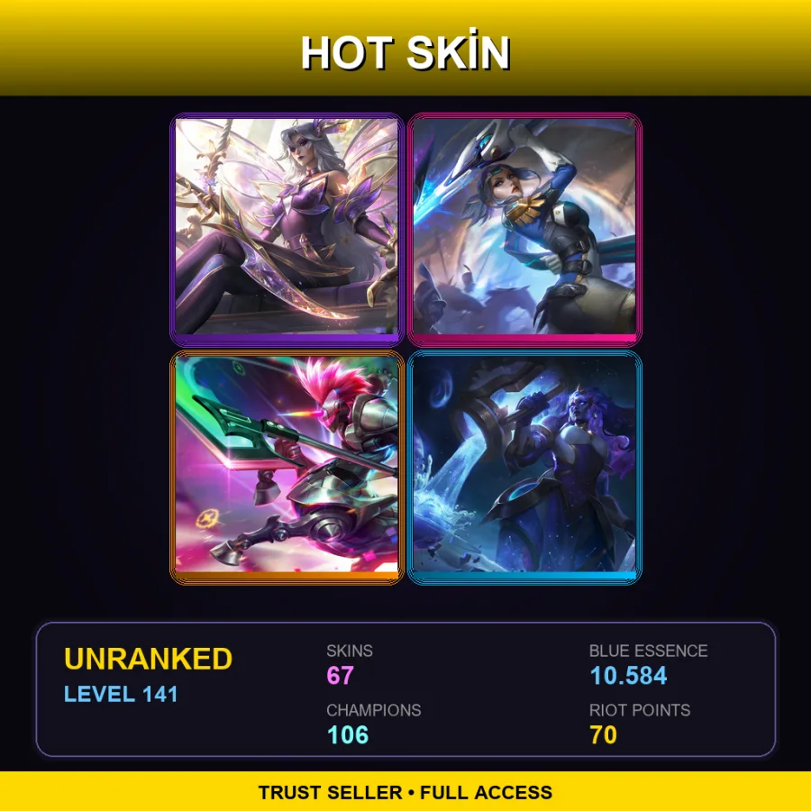 TR | Lv141 | Unranked | 67 Skin | 106 Champ — Dunkmaster Darius