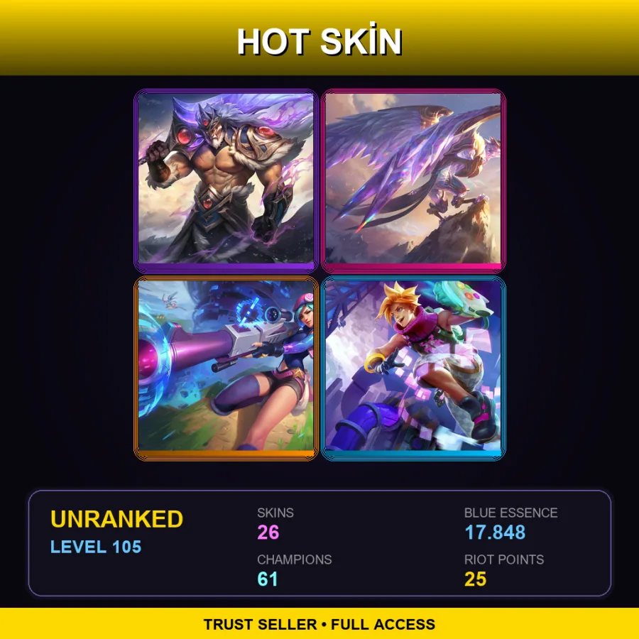 NA | Lv105 | Unranked | 26 Skin | 61 Champ