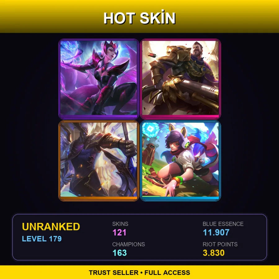 EUW | Lv179 | Unranked | 121 Skin | 163 Champ