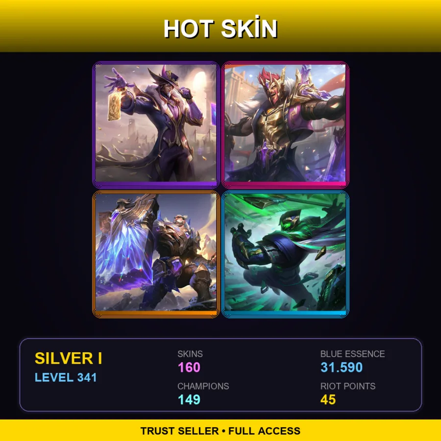 EUW | Lv341 | Silver I | 160 Skin | 149 Champ — LoL account