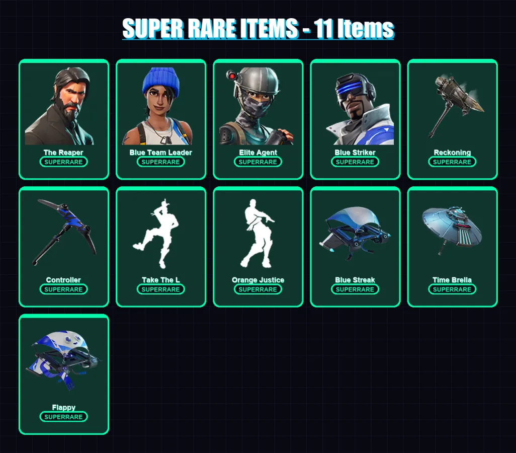 [PS4/PS5/XBOX/PC] | The Reaper | Blue Team Leader | Elite Agent | Blue Striker | Drift | 37 skin | 47 pickaxe | 38 emote | 46 glider | Lv705