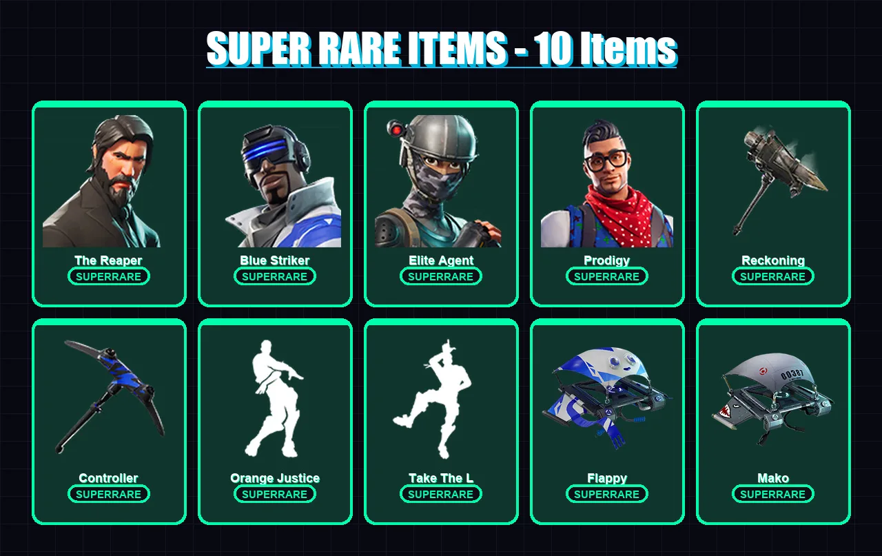 [PS4/PS5/XBOX/PC] | The Reaper | Blue Striker | Elite Agent | Prodigy | Carbide | 22 skin | 17 pickaxe | 26 emote | 23 glider | Lv428