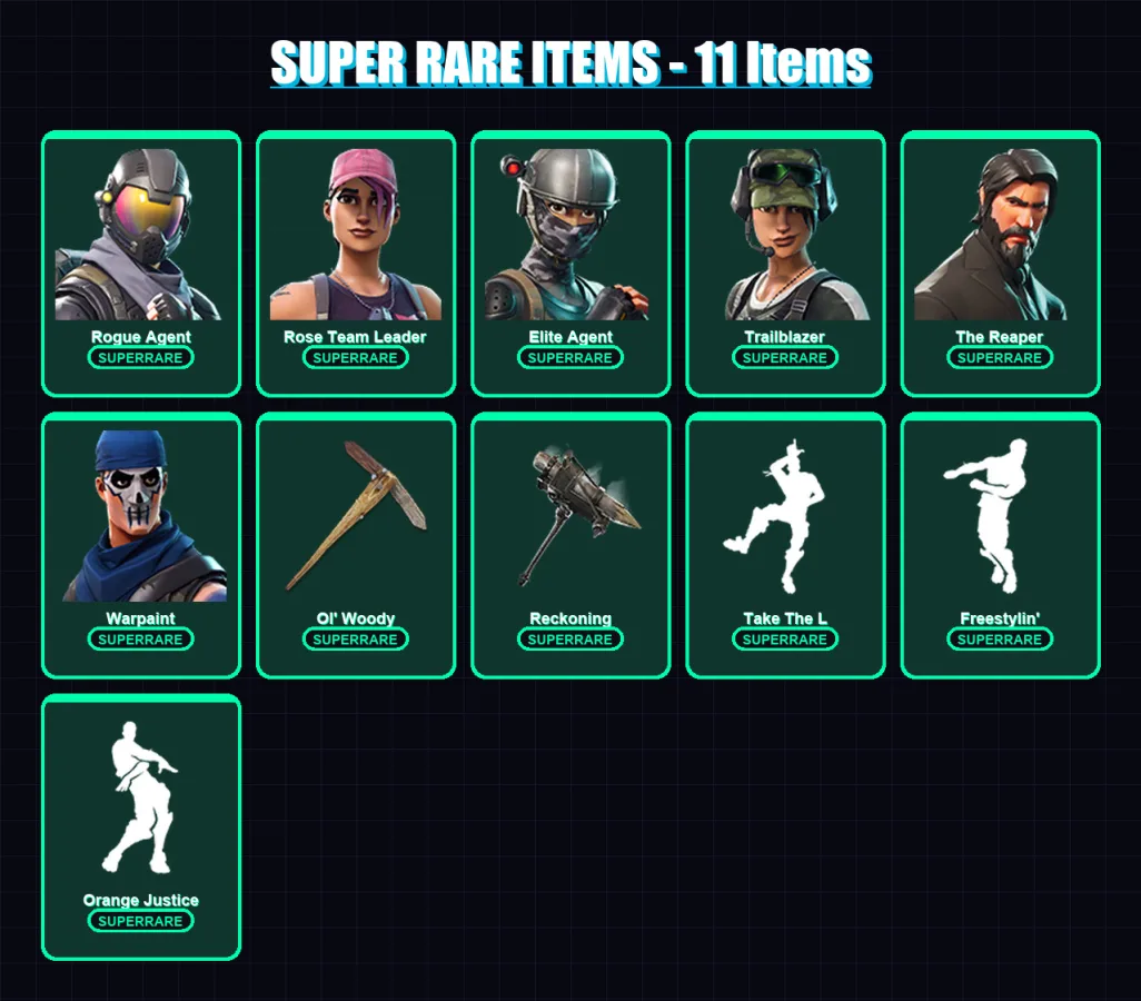 [PS4/PS5/XBOX/PC] | Rogue Agent | Rose Team Leader | Elite Agent | Trailblazer | The Reaper | 40 skin | 40 pickaxe | 47 emote | 30 glider | Lv265