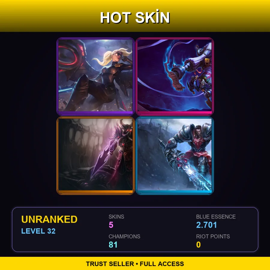 EUNE | Lv32 | Unranked | 5 Skin | 81 Champ