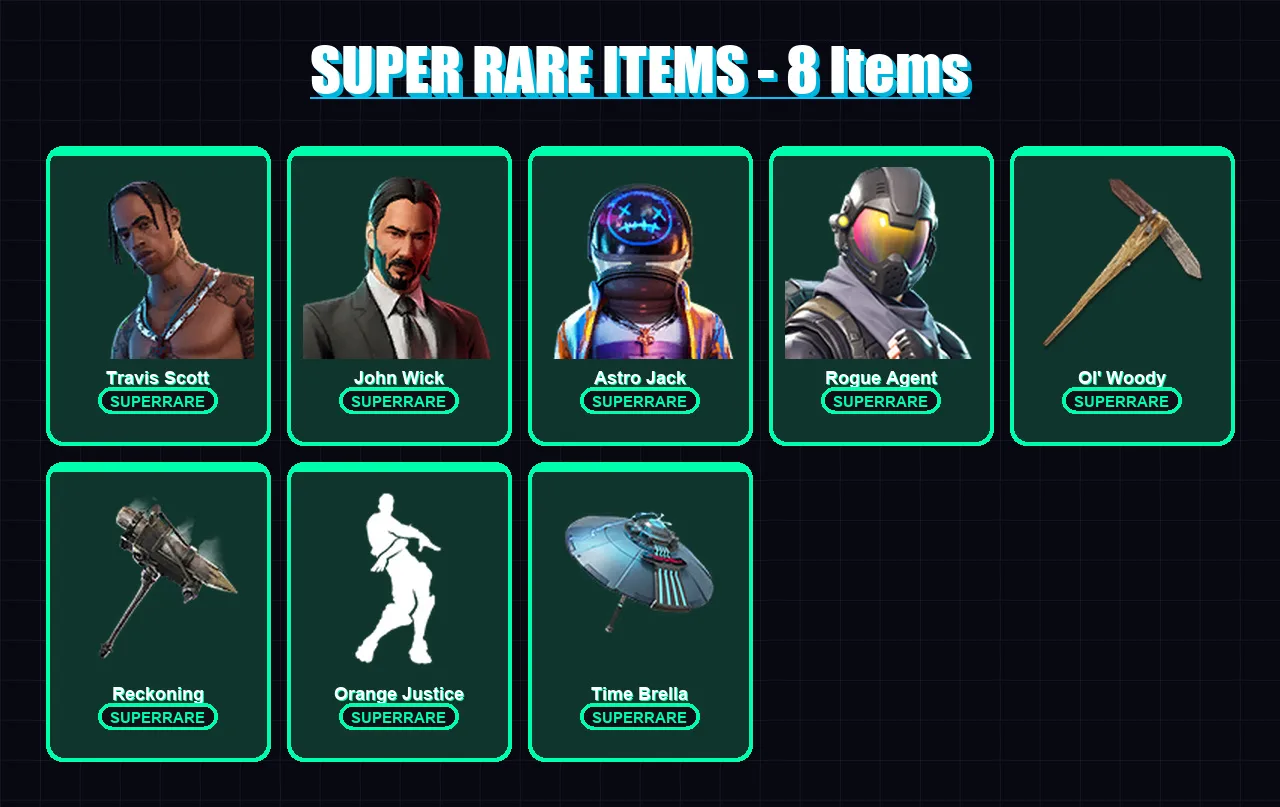 [PC/PSN] | Travis Scott | John Wick | Astro Jack | Rogue Agent | Enforcer | 103 skin | 100 pickaxe | 124 emote | 112 glider | Lv1578
