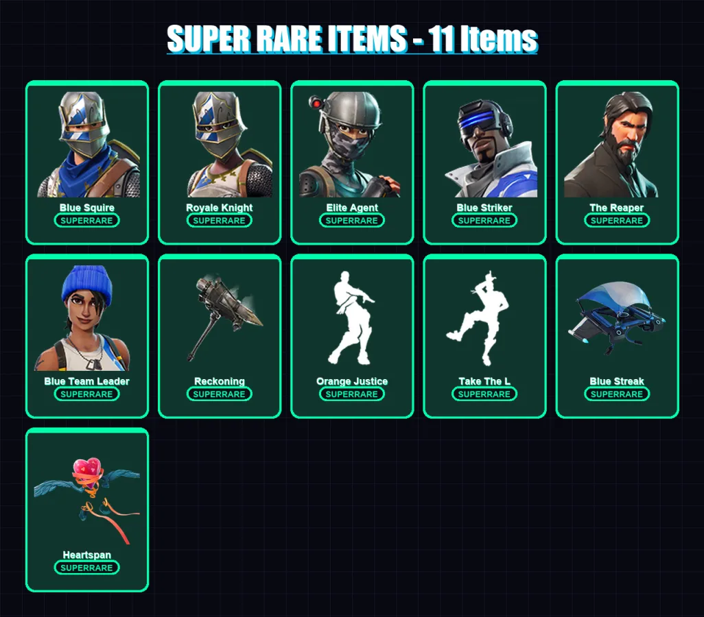 [SWITCH/XBOX/PSN/PC] | Blue Squire | Royale Knight | Elite Agent | Blue Striker | The Reaper | 54 skin | 46 pickaxe | 63 emote | 45 glider | Lv698