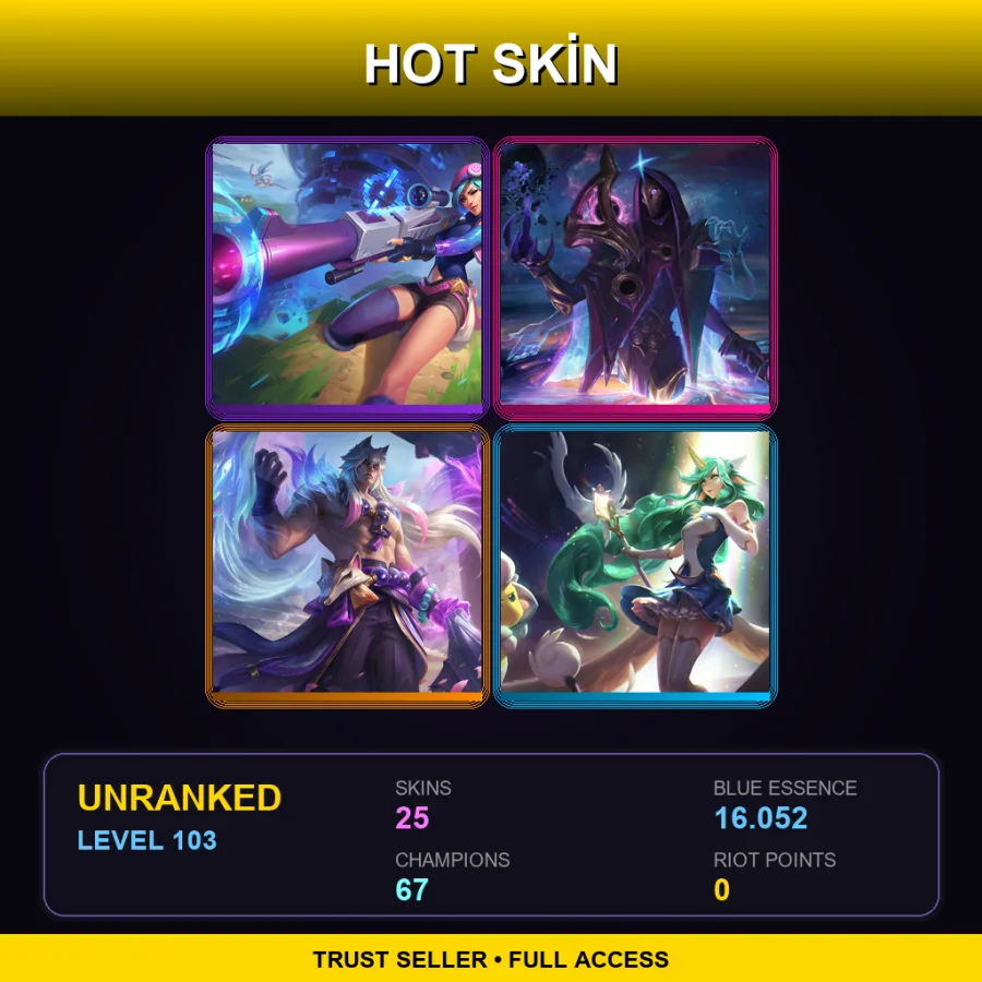 LAN | Lv103 | Unranked | 25 Skin | 67 Champ — LoL account